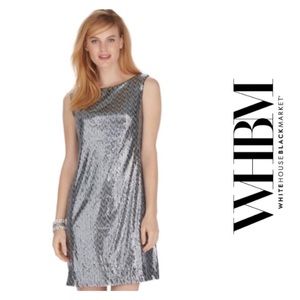 WHBM Silver Sequin Shift Dress